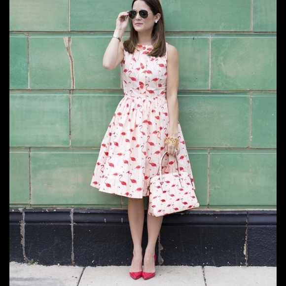 Chicwish Coral Flamingo Print Dress - Picture 3 of 7